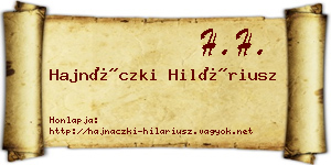 Hajnáczki Hiláriusz névjegykártya